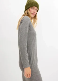 bonprix Kleider|Basics^Jerseykleid mit V-Ausschnitt (2er Pack) dunkelblau/grau meliert