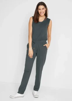 bonprix Jumpsuits|Bekleidung·Homewear^Jersey-Overall aus Baumwoll-Mix anthrazit meliert
