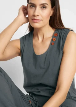 bonprix Jumpsuits|Bekleidung·Homewear^Jersey-Overall aus Baumwoll-Mix anthrazit meliert