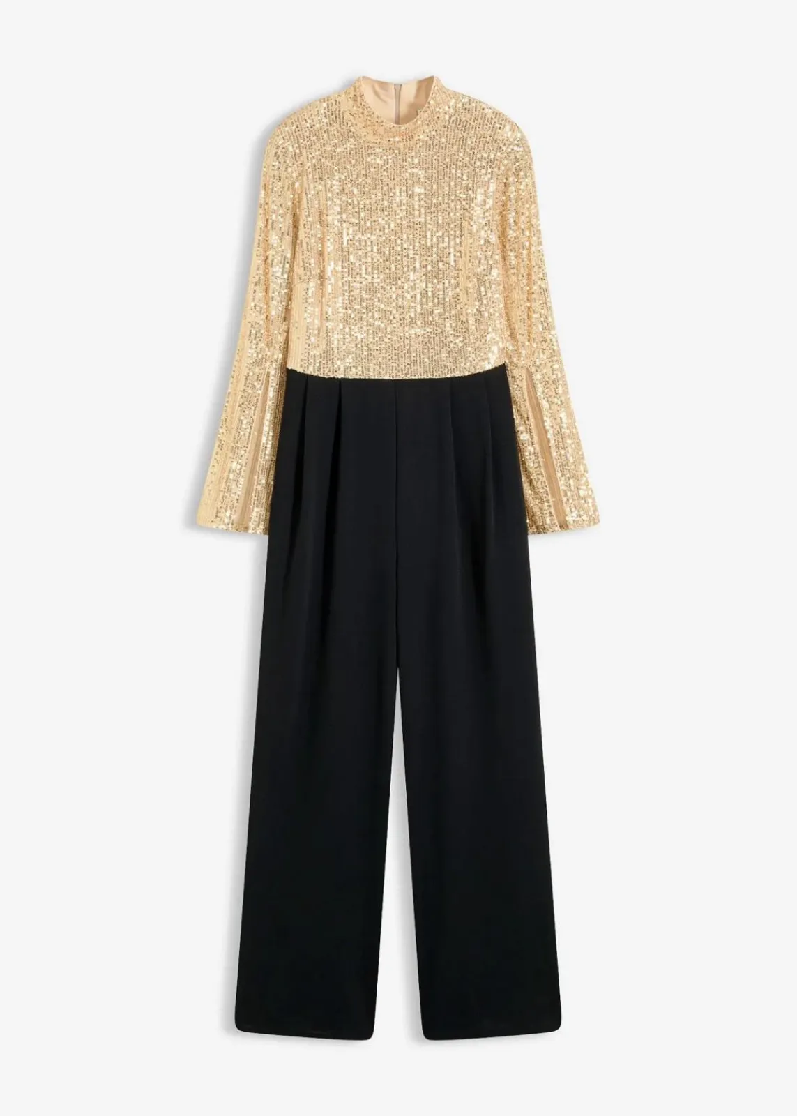 bonprix Jumpsuits|Bekleidung·Homewear^Jersey-Overall mit Pailletten gold/schwarz