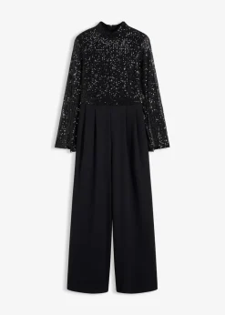 bonprix Bekleidung·Homewear|Jumpsuits^Jersey-Overall mit Pailletten schwarz