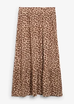 bonprix Bekleidung·Sportbekleidung|Röcke^Jersey-Rock aus Viskose-Mix beige leo bedruckt
