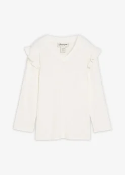 bonprix Nachhaltigere Materialien|Shirts & Tops^Jersey-Shirt aus Baumwollmix wollweiß