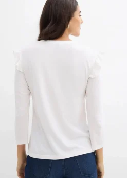 bonprix Nachhaltigere Materialien|Shirts & Tops^Jersey-Shirt aus Baumwollmix wollweiß