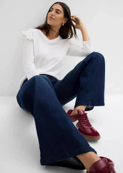 bonprix Nachhaltigere Materialien|Shirts & Tops^Jersey-Shirt aus Baumwollmix wollweiß