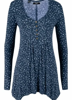 bonprix Shirts & Tops|Nachhaltigere Materialien^Jersey-Shirt aus Viskose-Mix dunkelblau geblümt