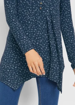 bonprix Shirts & Tops|Nachhaltigere Materialien^Jersey-Shirt aus Viskose-Mix dunkelblau geblümt