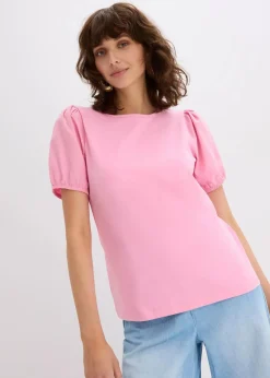 bonprix Shirts & Tops^Jerseyshirt mit Ärmeln aus Baumwollpopeline rosa