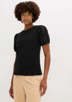 bonprix Shirts & Tops^Jerseyshirt mit Ärmeln aus Baumwollpopeline schwarz
