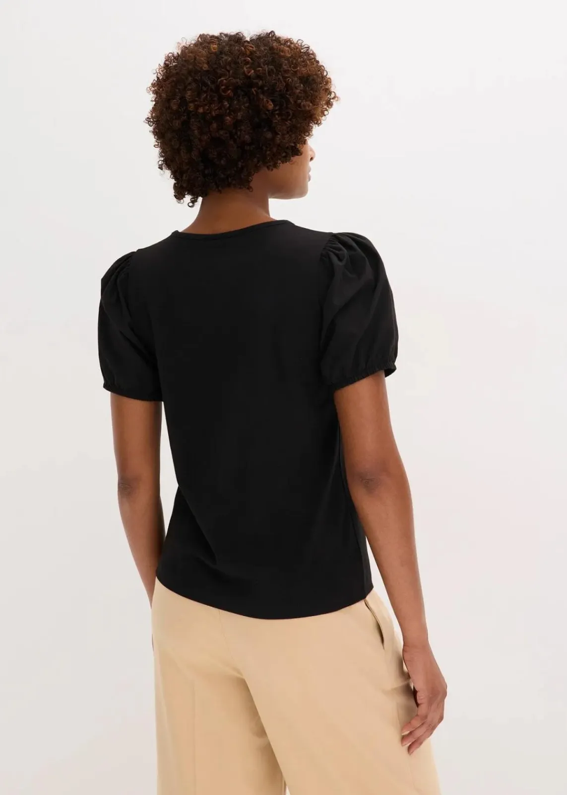 bonprix Shirts & Tops^Jerseyshirt mit Ärmeln aus Baumwollpopeline schwarz