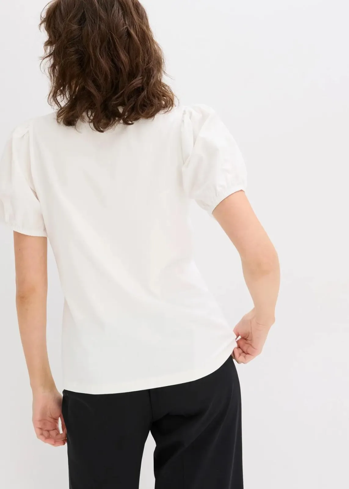 bonprix Shirts & Tops^Jerseyshirt mit Ärmeln aus Baumwollpopeline wollweiß