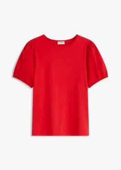 bonprix Shirts & Tops^Jerseyshirt mit Ärmeln aus Baumwollpopeline erdbeere