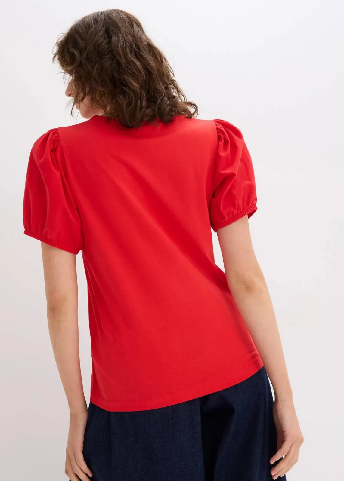 bonprix Shirts & Tops^Jerseyshirt mit Ärmeln aus Baumwollpopeline erdbeere