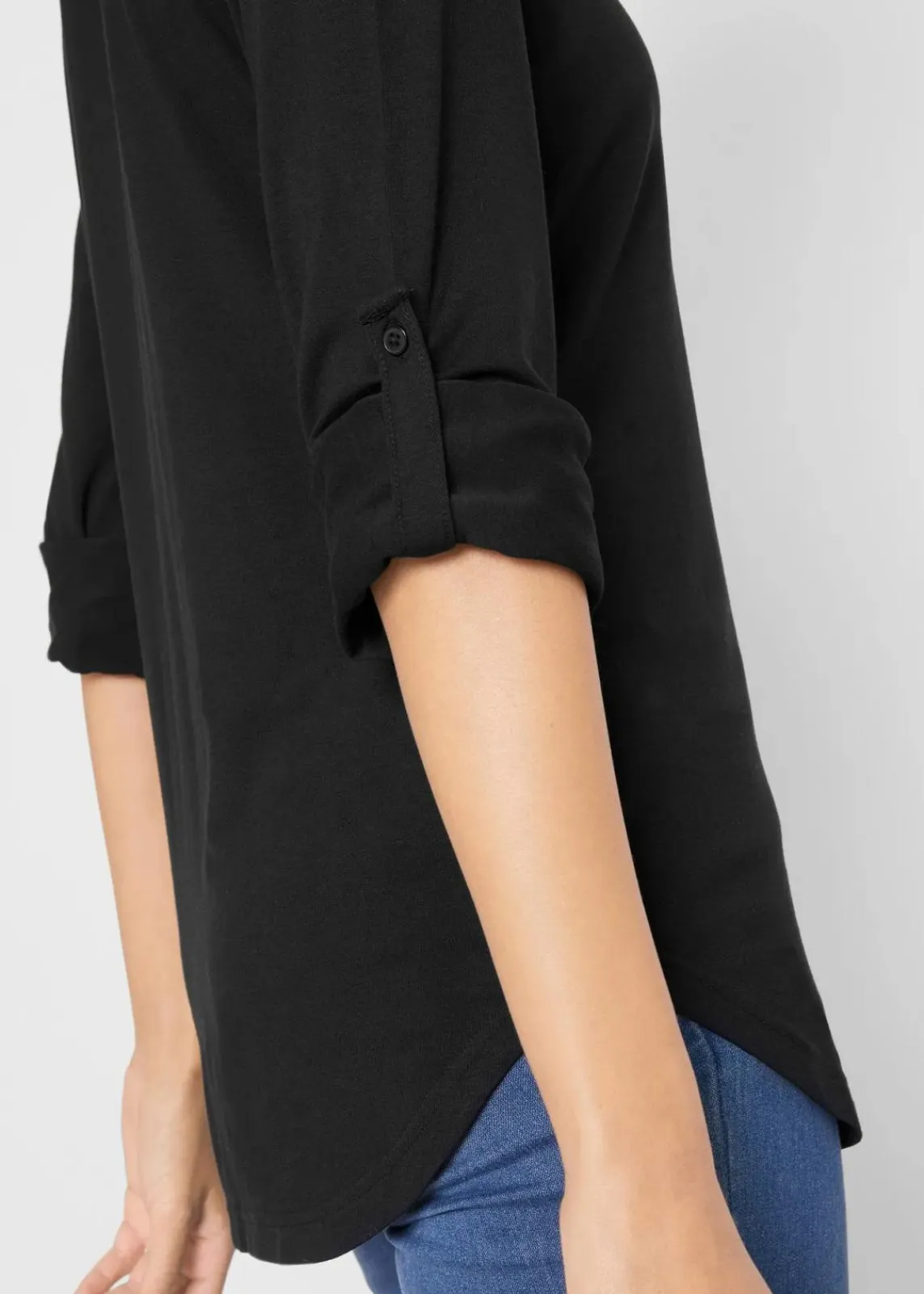 bonprix Nachhaltigere Materialien|Shirts & Tops^Jersey-Shirtbluse, lang schwarz