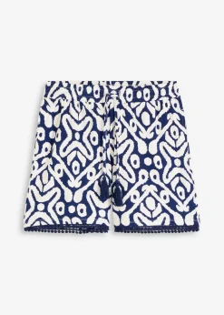 bonprix Nachhaltigere Materialien|Hosen^Jersey-Shorts aus softem Viskose-Mix tiefseeblau/weiß bedruckt