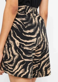 bonprix Bekleidung·Outdoorbekleidung|Bekleidung·Kleider^Jersey-Shorts aus softem Viskose-Mix schwarz/latte macchiato zebra bedruckt