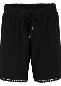 bonprix Bekleidung·Outdoorbekleidung|Bekleidung·Kleider^Jerseyshorts mit Bequembund und Spitze aus Viskose-Mix schwarz