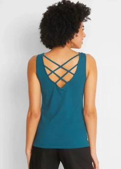 bonprix Shirts & Tops|Nachhaltigere Materialien^Jersey-Top aus reiner Bio-Baumwolle blaupetrol