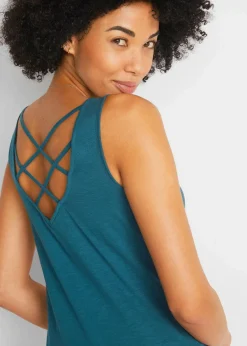 bonprix Shirts & Tops|Nachhaltigere Materialien^Jersey-Top aus reiner Bio-Baumwolle blaupetrol