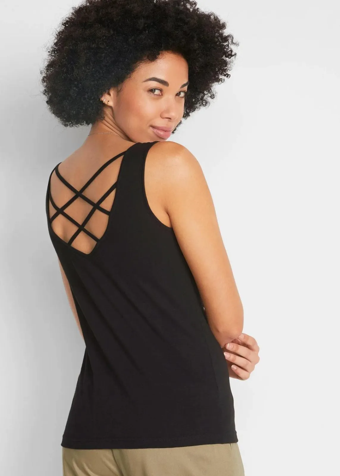 bonprix Nachhaltigere Materialien|Shirts & Tops^Jersey-Top aus reiner Bio-Baumwolle schwarz