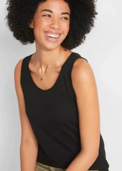bonprix Nachhaltigere Materialien|Shirts & Tops^Jersey-Top aus reiner Bio-Baumwolle schwarz