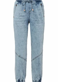 bonprix Jeans|Kurzgrößen^Jogg Jeans Mid Waist, stretch blau washed