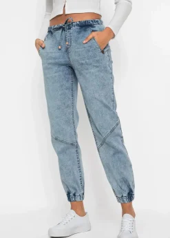 bonprix Jeans|Kurzgrößen^Jogg Jeans Mid Waist, stretch blau washed