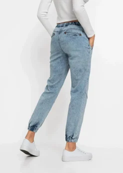 bonprix Kurzgrößen|Bekleidung·Shirts & Tops^Jogg Jeans Mid Waist, stretch blau washed