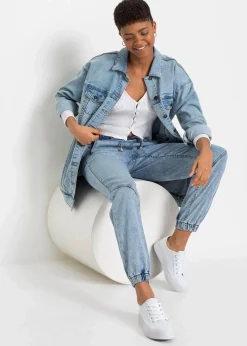 bonprix Kurzgrößen|Bekleidung·Shirts & Tops^Jogg Jeans Mid Waist, stretch blau washed