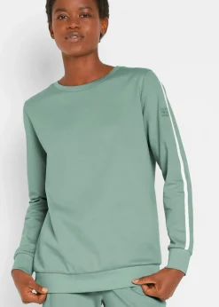 bonprix Bekleidung·Kleider|Hosen^Jogginganzug aus reiner Baumwolle (2-tlg.Set) rauchgrün längs gestreift