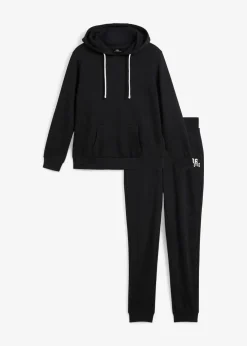 bonprix Hosen|Sweat^Jogginganzug mit Baumwolle (2-tlg.Set) schwarz