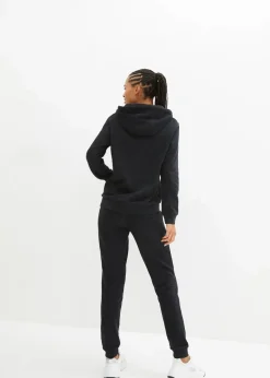 bonprix Hosen|Sweat^Jogginganzug mit Baumwolle (2-tlg.Set) schwarz