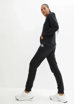bonprix Hosen|Sweat^Jogginganzug mit Baumwolle (2-tlg.Set) schwarz