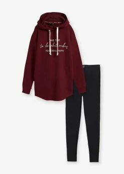bonprix Sweat|Bekleidung·Kleider^Jogginganzug mit Long-Sweatshirt und Leggings (2-teilig) ahornrot/schwarz