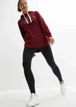 bonprix Sweat|Bekleidung·Kleider^Jogginganzug mit Long-Sweatshirt und Leggings (2-teilig) ahornrot/schwarz