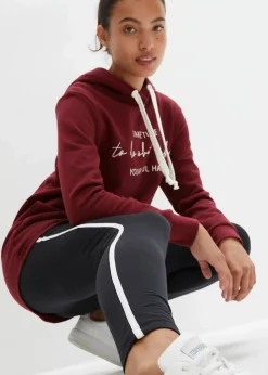 bonprix Sweat|Bekleidung·Kleider^Jogginganzug mit Long-Sweatshirt und Leggings (2-teilig) ahornrot/schwarz