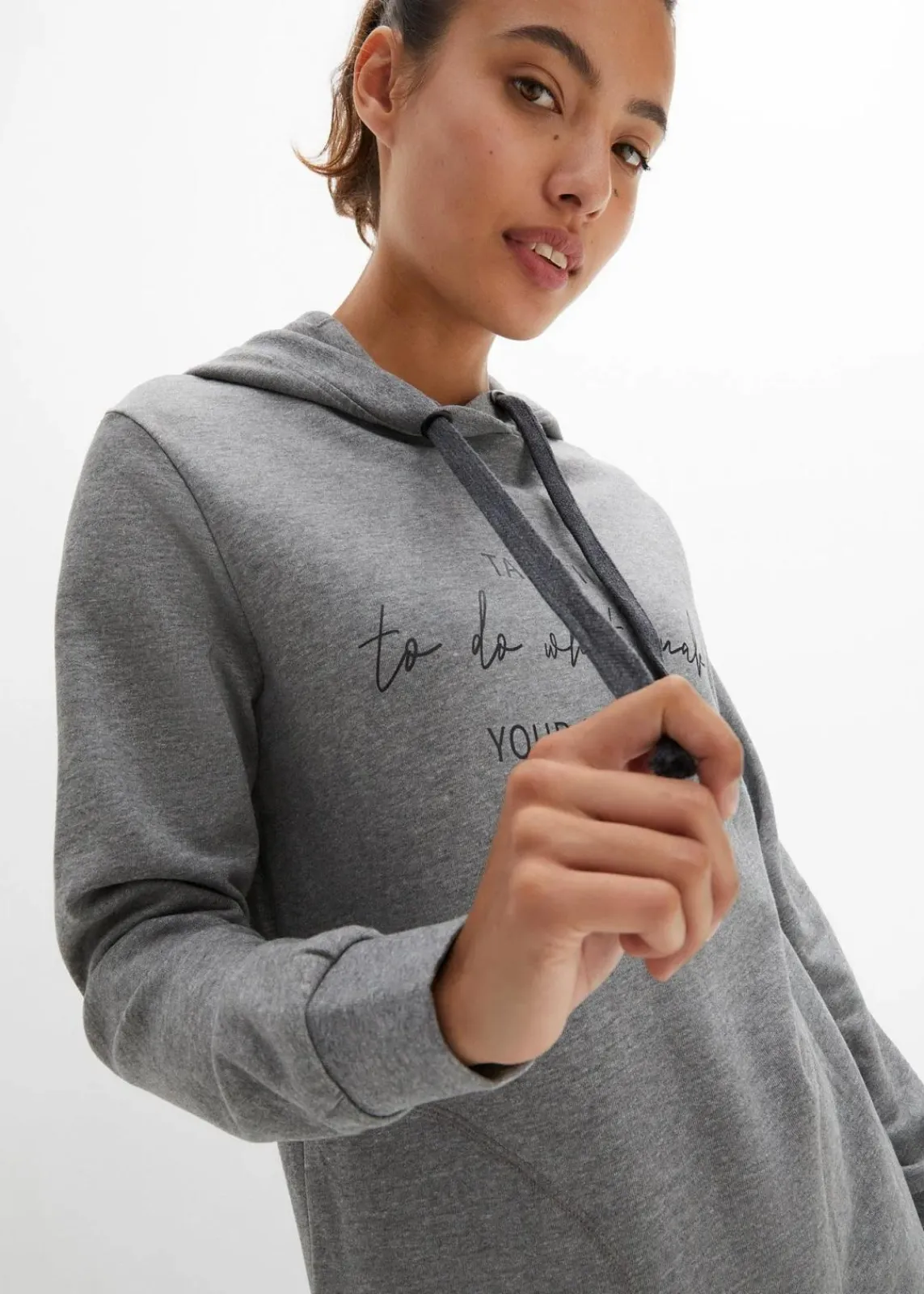 bonprix Sweat|Bekleidung·Kleider^Jogginganzug mit Long-Sweatshirt und Leggings (2-teilig) grau meliert/schwarz