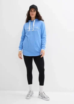 bonprix Bekleidung·Blusen & Tuniken|Bekleidung·Kleider^Jogginganzug mit Long-Sweatshirt und Leggings (2-teilig) mittelblau/schwarz