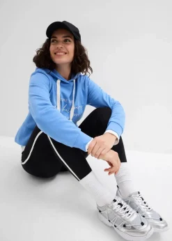 bonprix Bekleidung·Blusen & Tuniken|Bekleidung·Kleider^Jogginganzug mit Long-Sweatshirt und Leggings (2-teilig) mittelblau/schwarz