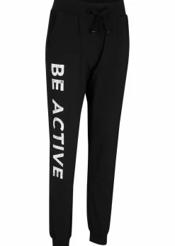 bonprix Bekleidung·Sweat|Bekleidung·Blusen & Tuniken^Jogginghose aus Baumwolle mit Druck, Loose Fit schwarz/weiß bedruckt