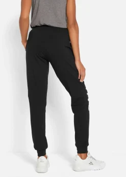 bonprix Bekleidung·Sweat|Bekleidung·Blusen & Tuniken^Jogginghose aus Baumwolle mit Druck, Loose Fit schwarz/weiß bedruckt