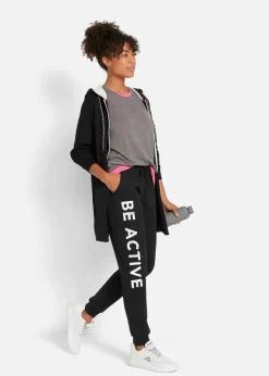 bonprix Bekleidung·Sweat|Bekleidung·Blusen & Tuniken^Jogginghose aus Baumwolle mit Druck, Loose Fit schwarz/weiß bedruckt