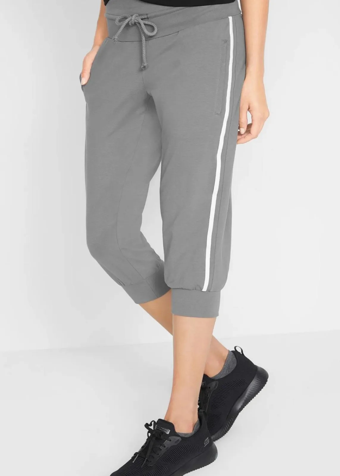 bonprix Bekleidung·Sweat|Bekleidung·Blusen & Tuniken^Jogginghose aus Baumwolle (2er Pack), Capri-Länge schwarz+rauchgrau