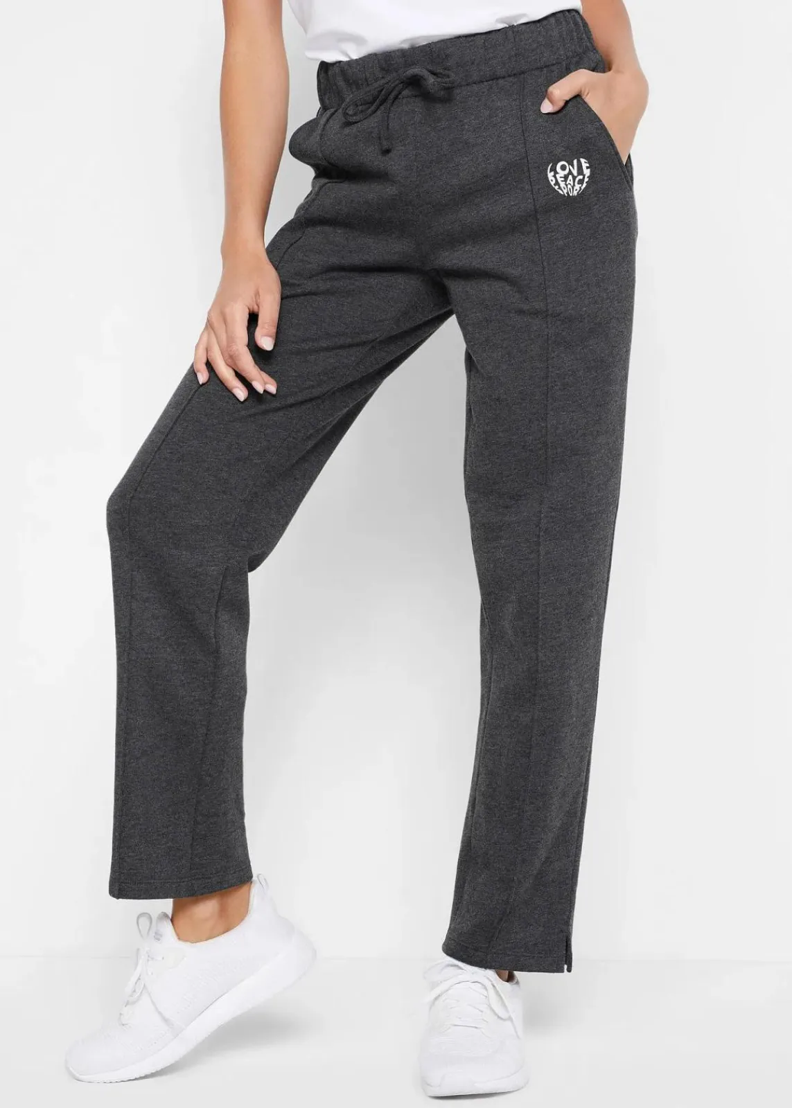 bonprix Bekleidung·Blusen & Tuniken|Bekleidung·Kleider^Jogginghose aus Bio-Baumwolle, gerade geschnitten schwarz meliert