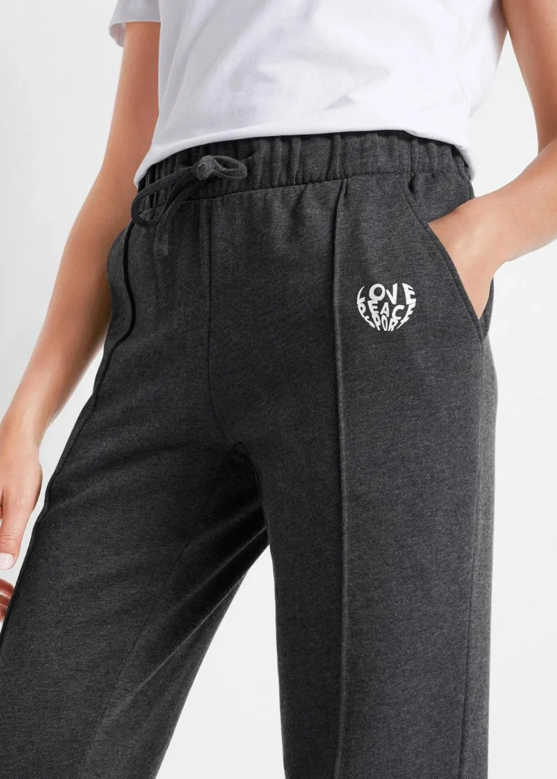 bonprix Bekleidung·Blusen & Tuniken|Bekleidung·Kleider^Jogginghose aus Bio-Baumwolle, gerade geschnitten schwarz meliert
