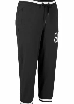 bonprix Bekleidung·Sweat|Bekleidung·Blusen & Tuniken^Jogginghose, 3/4-Länge aus Baumwollmix schwarz bedruckt