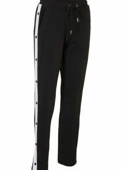 bonprix Hosen|Sweat^Jogginghose mit Druckknöpfen, schnelltrocknend schwarz