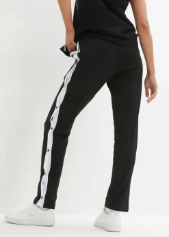 bonprix Hosen|Sweat^Jogginghose mit Druckknöpfen, schnelltrocknend schwarz