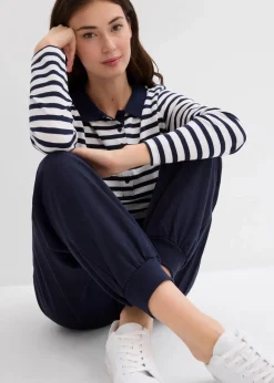 bonprix Sweat|Basics^Jogginghose mit elastischem Bund dunkelblau
