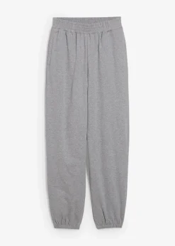 bonprix Basics|Sweat^Jogginghose mit hohem Bund hellgrau meliert meliert